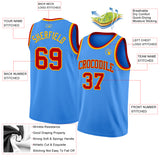 Custom Powder Blue Red-Gold Authentic Basketball Jersey