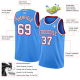 Custom Powder Blue White-Red Authentic Basketball Jersey