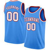Custom Powder Blue White-Red Authentic Basketball Jersey