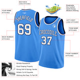 Custom Powder Blue White-Navy Authentic Basketball Jersey