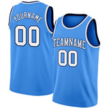 Custom Powder Blue White-Navy Authentic Basketball Jersey