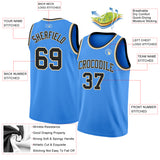 Custom Powder Blue Black-Cream Authentic Basketball Jersey