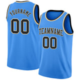 Custom Powder Blue Black-Cream Authentic Basketball Jersey