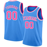 Custom Powder Blue Pink-White Authentic Basketball Jersey