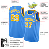 Custom Powder Blue Gold-White Authentic Basketball Jersey