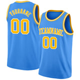 Custom Powder Blue Gold-White Authentic Basketball Jersey