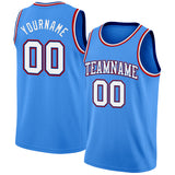 Custom Powder Blue White Royal-Red Authentic Basketball Jersey