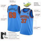 Custom Powder Blue Orange-Black Authentic Basketball Jersey