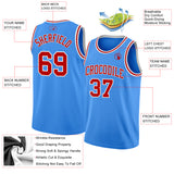 Custom Powder Blue Red-White Authentic Basketball Jersey