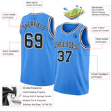 Custom Powder Blue Black-White Authentic Basketball Jersey