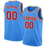 Custom Powder Blue Red-Cream Authentic Basketball Jersey