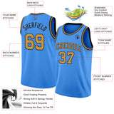 Custom Powder Blue Old Gold-Black Authentic Basketball Jersey