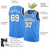 Custom Powder Blue White-Old Gold Authentic Basketball Jersey