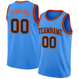 Custom Powder Blue Black-Orange Authentic Basketball Jersey