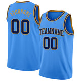 Custom Powder Blue Navy-Old Gold Authentic Basketball Jersey