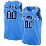 Custom Powder Blue Navy-White Authentic Basketball Jersey