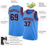 Custom Powder Blue Navy-Orange Authentic Basketball Jersey