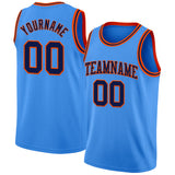 Custom Powder Blue Navy-Orange Authentic Basketball Jersey