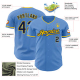 Custom Powder Blue Navy-Yellow Authentic Baseball Jersey