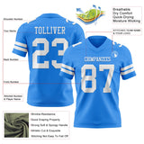 Custom Powder Blue White Mesh Authentic Football Jersey