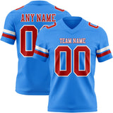 Custom Powder Blue Red-White Mesh Authentic Football Jersey