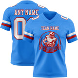 Custom Powder Blue White-Red Mesh Authentic Football Jersey