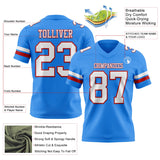 Custom Powder Blue White-Red Mesh Authentic Football Jersey