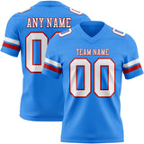 Custom Powder Blue White-Red Mesh Authentic Football Jersey