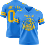 Custom Powder Blue Yellow Mesh Authentic Football Jersey