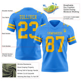 Custom Powder Blue Yellow Mesh Authentic Football Jersey