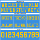 Custom Powder Blue Yellow Mesh Authentic Football Jersey