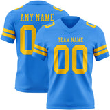 Custom Powder Blue Yellow Mesh Authentic Football Jersey