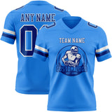 Custom Powder Blue Royal-White Mesh Authentic Football Jersey