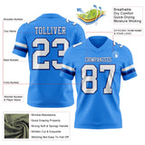 Custom Powder Blue White-Royal Mesh Authentic Football Jersey