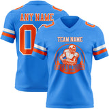Custom Powder Blue Orange-White Mesh Authentic Football Jersey