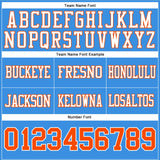Custom Powder Blue Orange-White Mesh Authentic Football Jersey