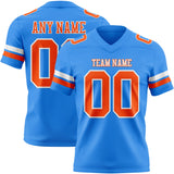 Custom Powder Blue Orange-White Mesh Authentic Football Jersey