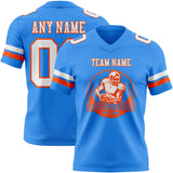 Custom Powder Blue White-Orange Mesh Authentic Football Jersey