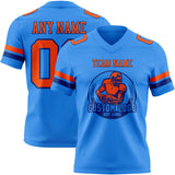 Custom Powder Blue Orange-Royal Mesh Authentic Football Jersey