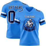 Custom Powder Blue Navy-White Mesh Authentic Football Jersey