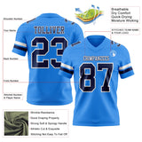 Custom Powder Blue Navy-White Mesh Authentic Football Jersey