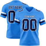 Custom Powder Blue Navy-White Mesh Authentic Football Jersey