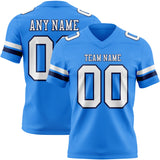 Custom Powder Blue White-Navy Mesh Authentic Football Jersey