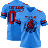 Custom Powder Blue Red-Navy Mesh Authentic Football Jersey
