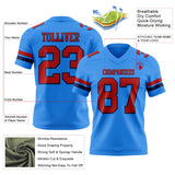 Custom Powder Blue Red-Navy Mesh Authentic Football Jersey