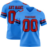 Custom Powder Blue Red-Navy Mesh Authentic Football Jersey