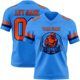 Custom Powder Blue Orange-Navy Mesh Authentic Football Jersey