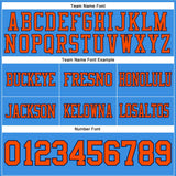 Custom Powder Blue Orange-Navy Mesh Authentic Football Jersey