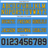 Custom Powder Blue Navy-Gold Mesh Authentic Football Jersey