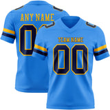 Custom Powder Blue Navy-Gold Mesh Authentic Football Jersey